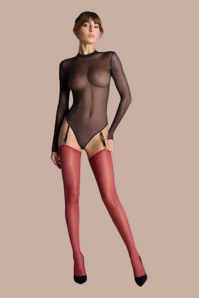 Maison Close – Cut and Curled Stockings 20D Red
