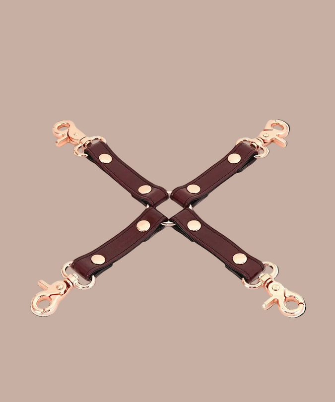 Liebe Seele 4-Wege Leder Hogtie – Weinrot