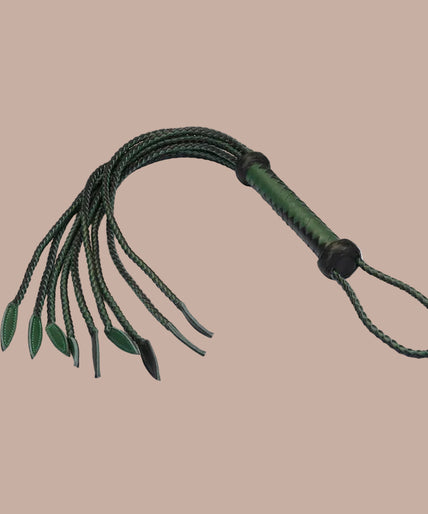 Liebe Seele Leather Cat O' Nine Spanking Whip – Mossy Chic Green & Black Liebe Seele Leather Cat O' Nine Spanking Whip – Mossy Chic Green & Black