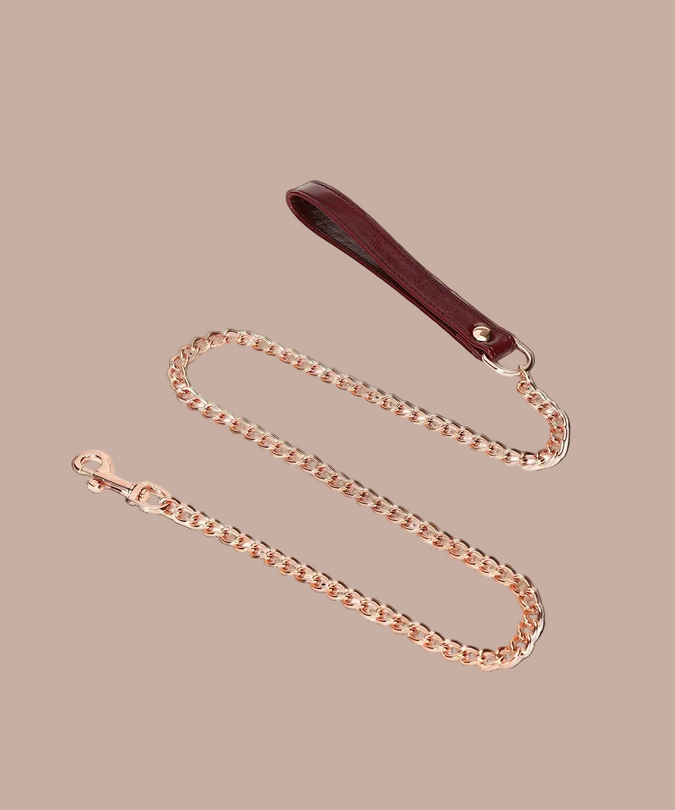 Liebe Seele Lederhalsband mit Leine – Weinrot