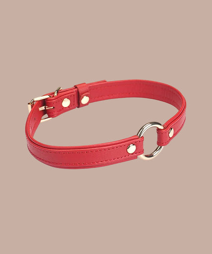 Lieve Ziel Heron Leren Mini O-ring Halsband – Rood Lieve Ziel Heron Leren Mini O-ring Halsband – Rood