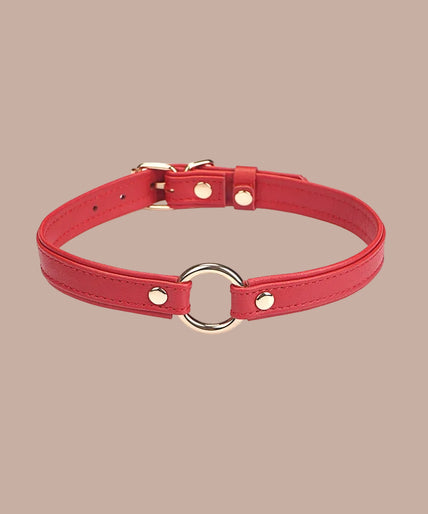 Lieve Ziel Heron Leren Mini O-ring Halsband – Rood Lieve Ziel Heron Leren Mini O-ring Halsband – Rood