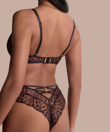 Aubade – Crazy In Love Einzelner Bügel-Triangel-BH Satin Braun - 60% Rabatt! Pleasurements Aubade Crazy In Love driehoekige beugelbeha in satijnbruin kant met verfijnde borduursels en gouden details
