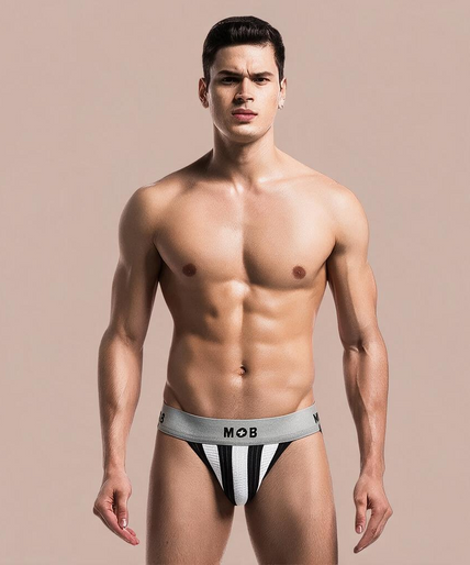 Mob – Klassischer Stripe Weißer Jock Größe S Mob – Klassischer Stripe Weißer Jock Größe S