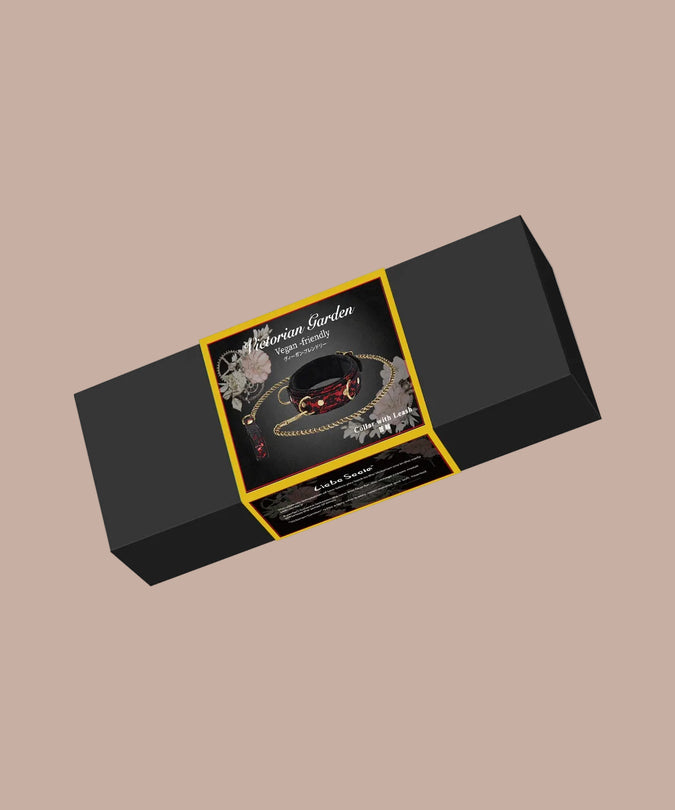 Lieve Ziel Kant- en Fluwelen Kraag met Kettingriem – Victoriaanse Tuin Donkerrood