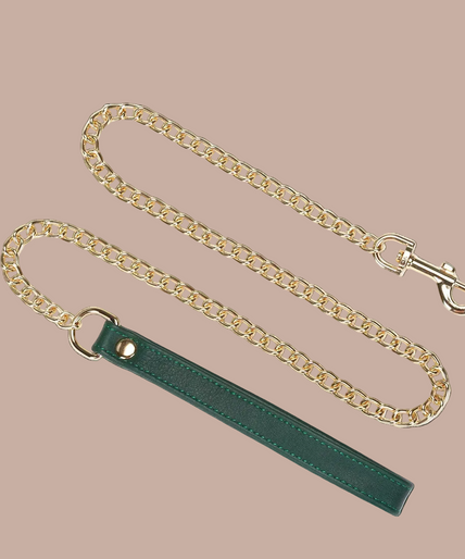 Liebe Seele Mossy Chic Lederhalsband mit Leine – Grün Liebe Seele Mossy Chic Lederhalsband mit Leine – Grün