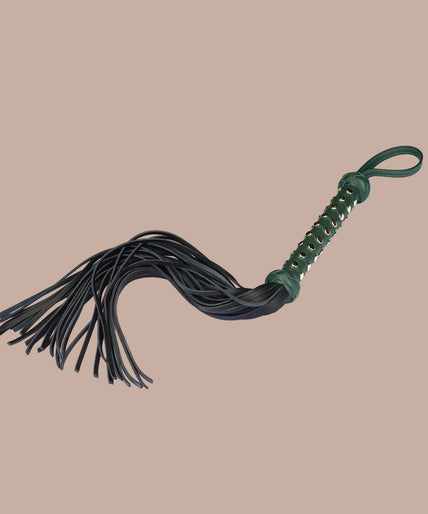 Liebe Seele Cow Leather Studded Flogger – Mossy Chic Green Liebe Seele Cow Leather Studded Flogger – Mossy Chic Green