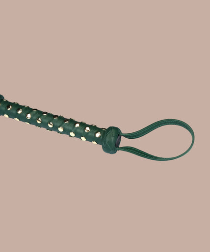 Liebe Seele Cow Leather Studded Flogger – Mossy Chic Green Liebe Seele Cow Leather Studded Flogger – Mossy Chic Green