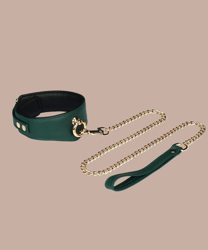 Liebe Seele Cow Leather Curved Collar – Mossy Chic Green Liebe Seele Cow Leather Curved Collar – Mossy Chic Green