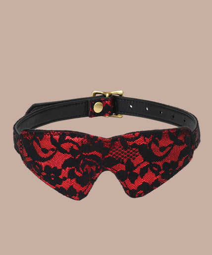 Liebe Seele Lace and Velvet Blindfold – Victorian Garden Dark Red Liebe Seele Lace and Velvet Blindfold – Victorian Garden Dark Red