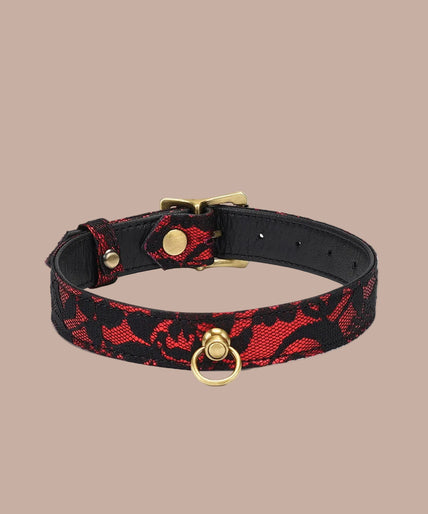 Liebe Seele Lace and PU Choker – Victorian Garden Dark Red Liebe Seele Lace and PU Choker – Victorian Garden Dark Red