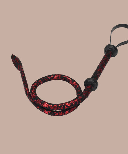 Liebe Seele Lace and PU Bull Whip – Victorian Garden Dark Red Liebe Seele Lace and PU Bull Whip – Victorian Garden Dark Red