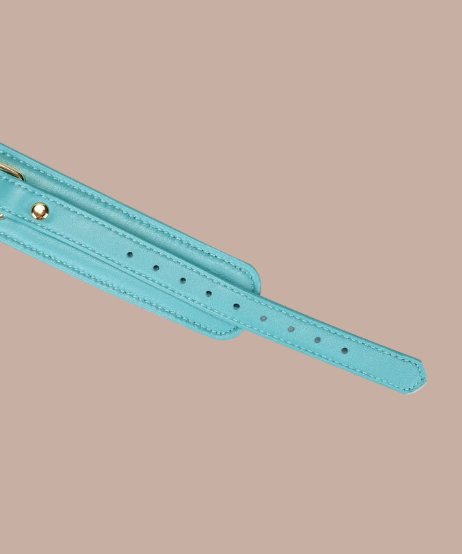 Liebe Seele Siren's Cove Lammlederhalsband mit Samtfutter und Leine – Blau