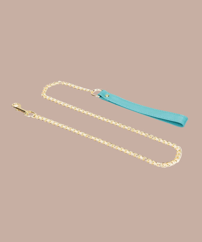 Liebe Seele Siren's Cove Lammlederhalsband mit Samtfutter und Leine – Blau