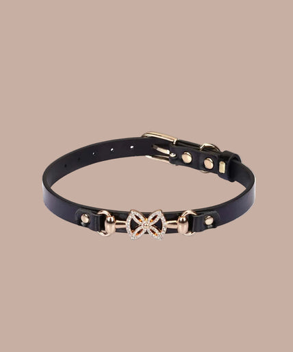 Liebe Seele Luxe halsband met dubbele C en strasstenen – zwart Liebe Seele Luxe halsband met dubbele C en strasstenen – zwart