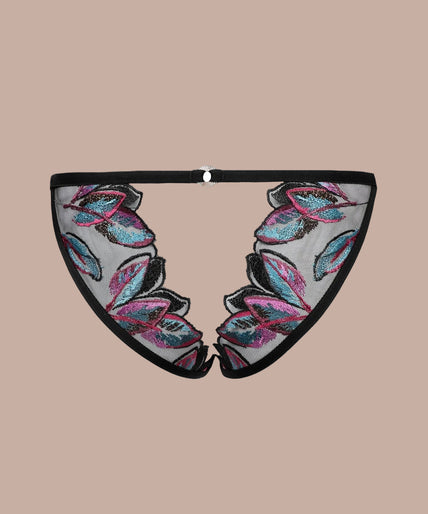 Atelier Amour – Oiseau de Paradis Offener Slip Mehrfarbig Atelier Amour Oiseau de Paradis Open Brief – Flowered - Pleasurements
