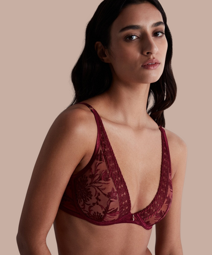 Aubade – Magnetic Spell Triangel-BH Karmesinrot - 60% Rabatt! Aubade Magnetic Spell Triangle Bra in Crimson Red - Pleasurements
