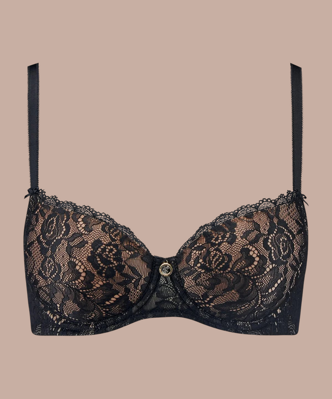 Aubade Rosessence Moulded half - cup bra in Black - Pleasurements
