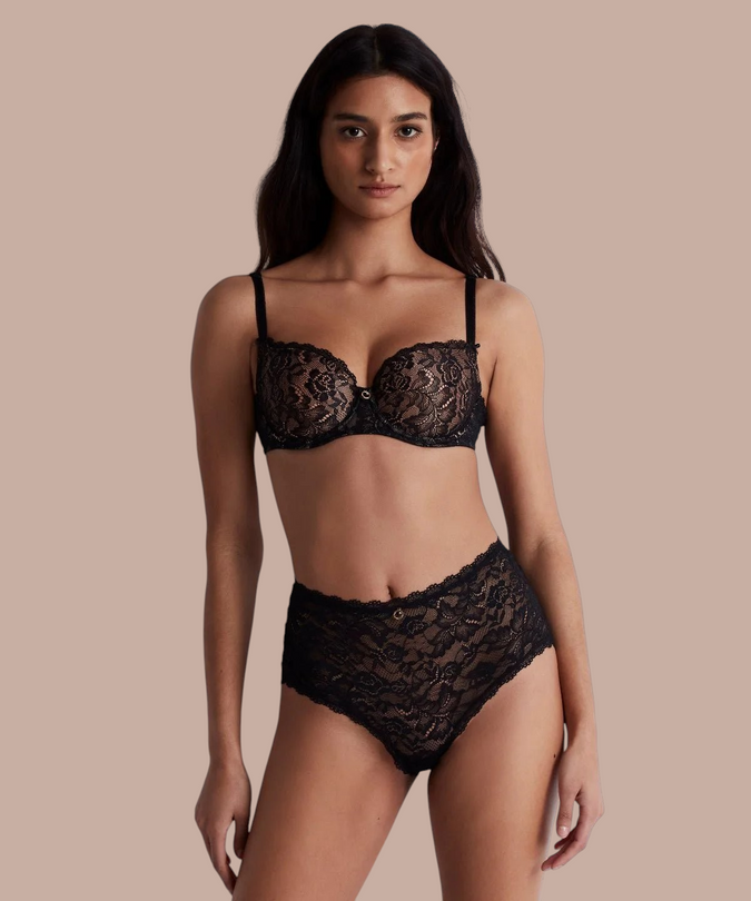 Aubade Rosessence Moulded half - cup bra in Black - Pleasurements
