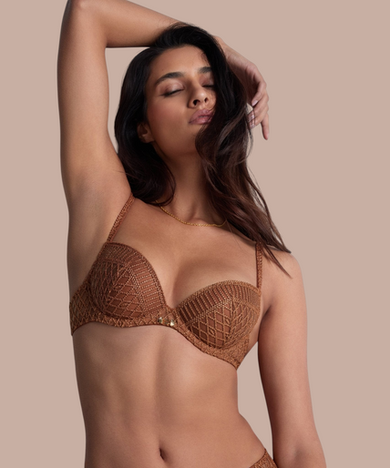 Aubade – Stardust Dream Gepolsterter Push-Up-BH Gold - 60% Rabatt! Aubade Stardust Dream Moulded Push Up Bra in Amber Gold - Pleasurements