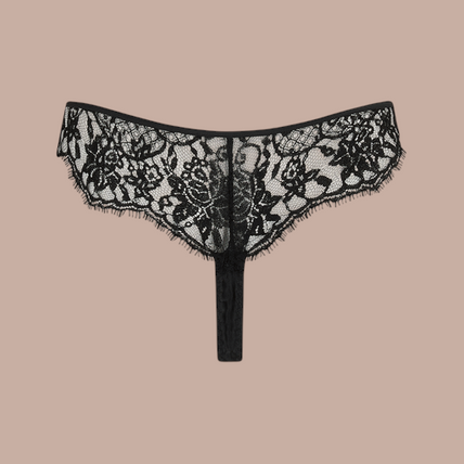Coco de Mer – Hera String Zwart - 60% Korting! Coco de Mer Hera Thong in Black - Pleasurements