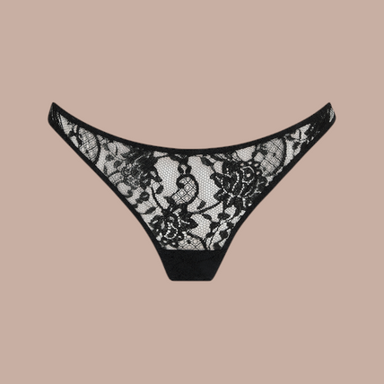 Coco de Mer – Hera String Zwart - 60% Korting! Coco de Mer Hera Thong in Black - Pleasurements