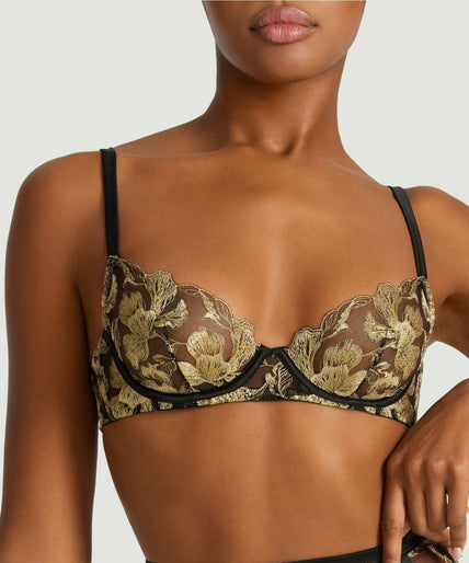 Coco de Mer – Oriana Plunge Bra Black & Gold - 60% Off! Coco de Mer Oriana Plunge Bra in Black & Gold - Pleasurements