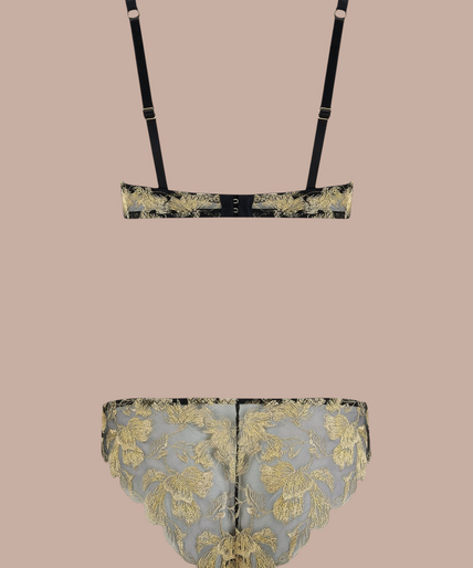 Coco de Mer – Oriana Plunge Beha Zwart & Goud - 60% Korting! Coco de Mer Oriana Plunge Bra in Black & Gold - Pleasurements