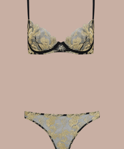 Coco de Mer – Oriana Plunge Beha Zwart & Goud - 60% Korting! Coco de Mer Oriana Plunge Bra in Black & Gold - Pleasurements