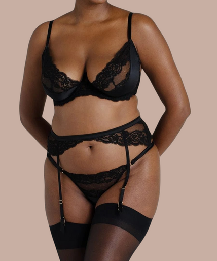 Coco de Mer – Seraphine Jarretel Zwart - 60% Korting! Coco de Mer Seraphine Suspender Belt - Pleasurements
