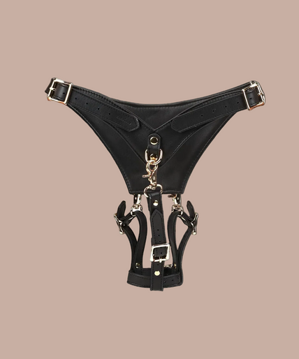 Liebe Seele Leather Forced Orgasm Harness Strap – Dark Secret Black Liebe Seele Leather Forced Orgasm Harness Strap – Dark Secret Black