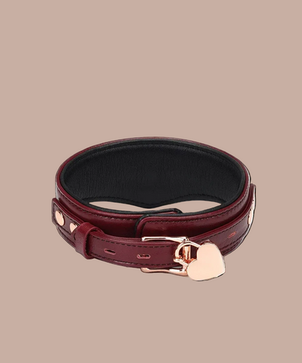 Liebe Seele Luxus-Lederhalsband mit Leine und Schloss – Weinrot Liebe Seele Luxus-Lederhalsband mit Leine und Schloss – Weinrot