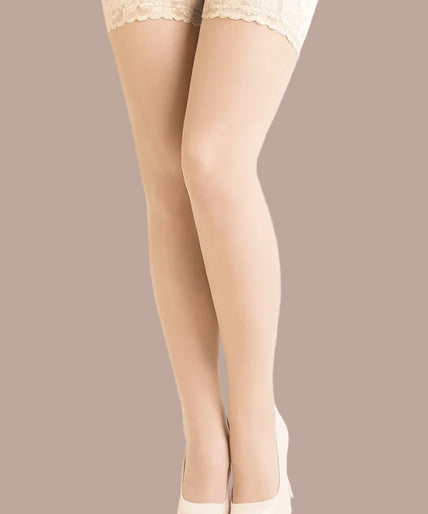 Gabriella Halterlose 15 den Plus Size Weiß Gabriella Hold ups 15 den Plus Size White - Pleasurements