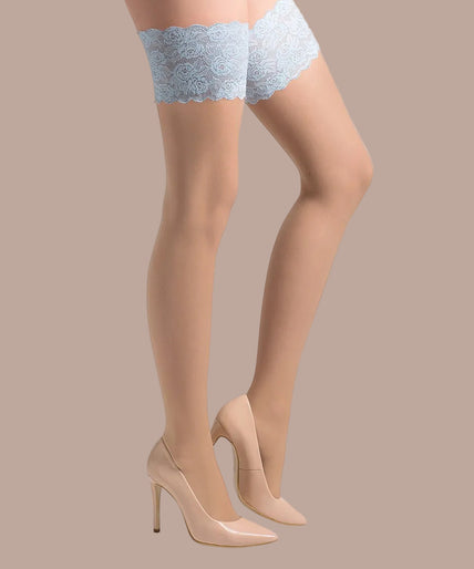 Gabriella in Love Halterlose Isabelle Natur/Blau Gabriella in Love Hold Ups Isabelle Natural/Blue - Pleasurements