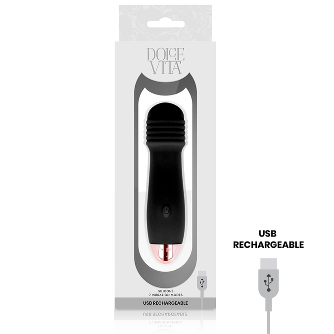 Pleasurements – Dolce Vita – Wiederaufladbarer Vibrator Drei Schwarz 7 Geschwindigkeiten
