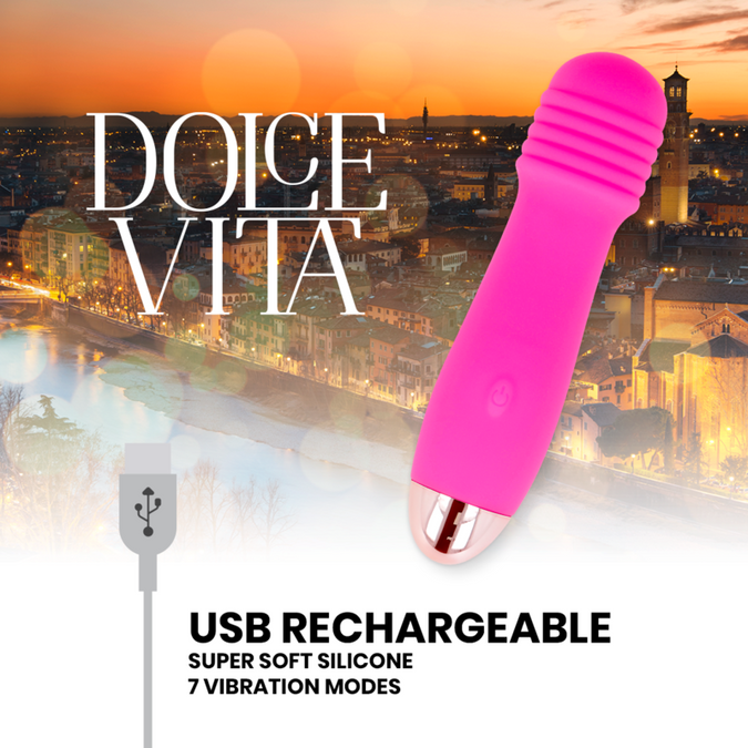 Pleasurements – Dolce Vita – Wiederaufladbarer Vibrator Drei Pink 7 Geschwindigkeiten