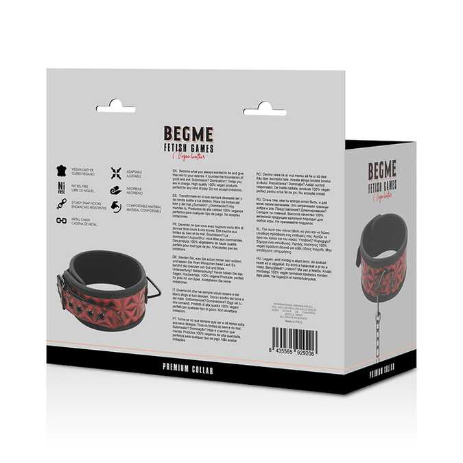 Begme – Red Edition Core Veganleder Halsband mit Neoprenfutter