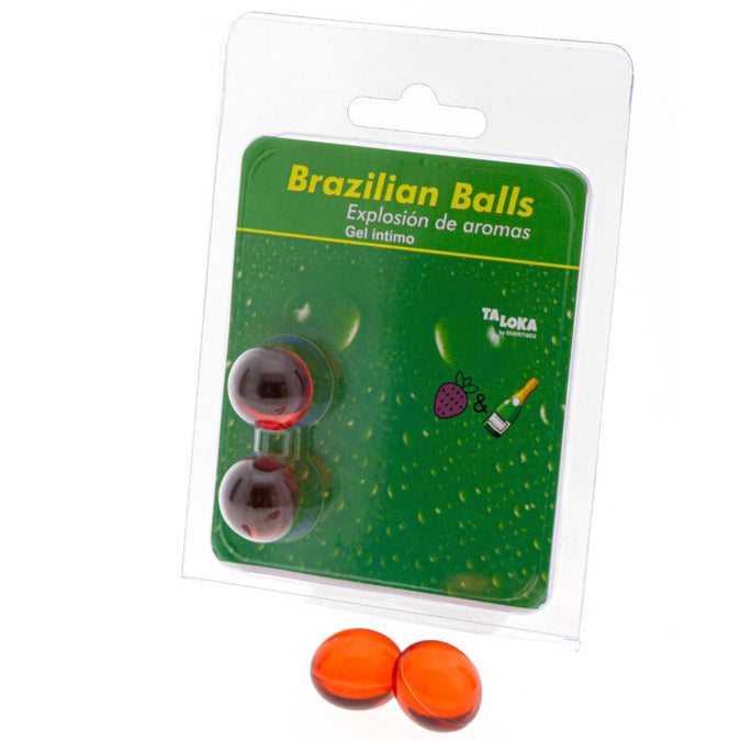 Taloka – 2 Brazilian Balls Erdbeeren & Champagner Intimgel