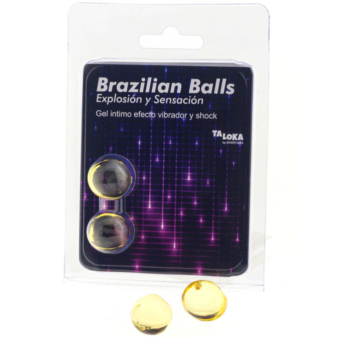 Taloka – 2 Braziliaanse ballen met vibratie- en schokeffect, opwindende gel