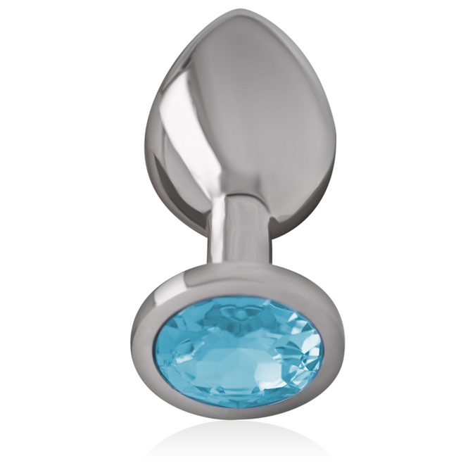 Intense – Aluminum Metal Anal Plug with Blue Crystal Size S