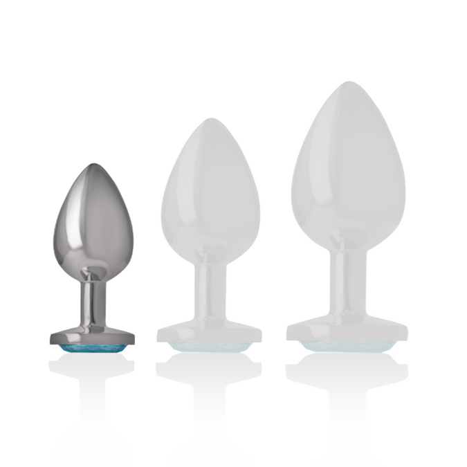 Intense – Aluminum Metal Anal Plug with Blue Crystal Size S