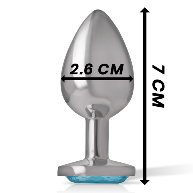 Intense – Aluminum Metal Anal Plug with Blue Crystal Size S