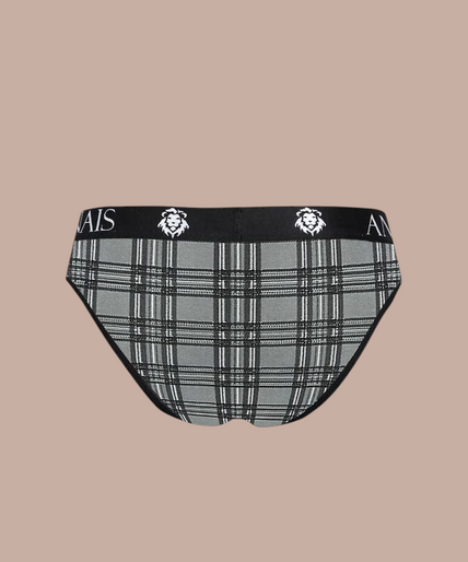 Anais Men – Balance Slip S Pleasurements Anais Men Balance slip in grijs met ruitpatroon en elastische tailleband gedragen door een model