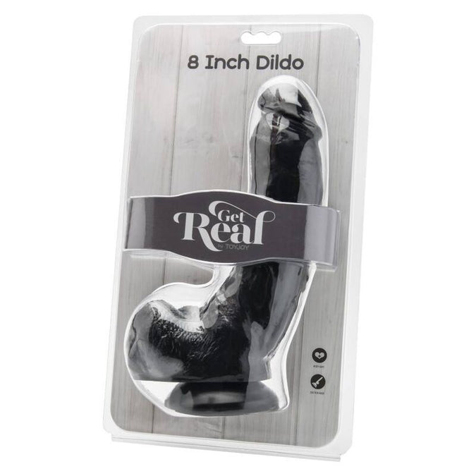 Pleasurements – Get Real – Realistische dildo met ballen zwart 20,5 cm