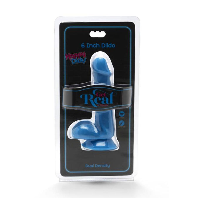 Get Real – Happy Dicks Dildo mit Hoden Blau 12 cm