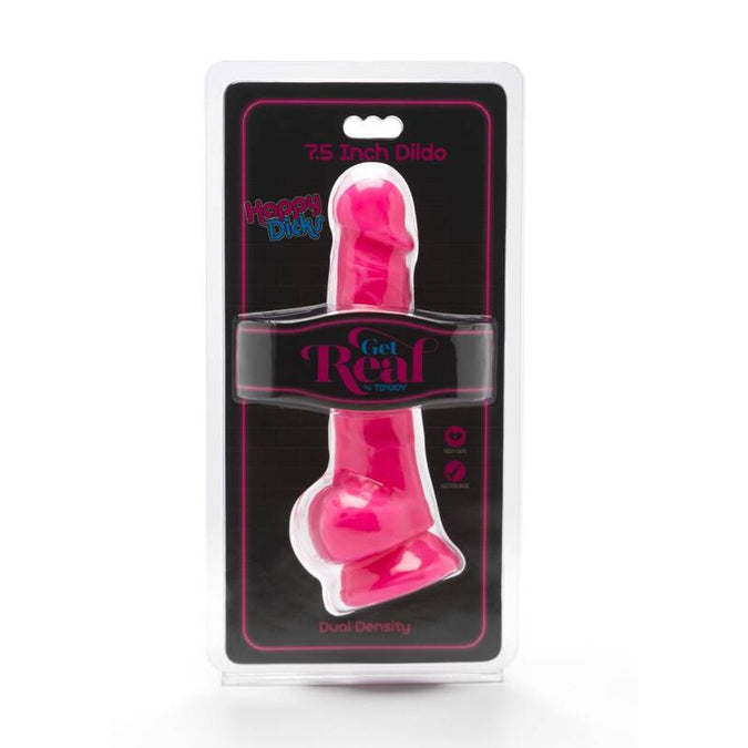 Get Real – Happy Dicks Dildo mit Hoden Pink 19 cm
