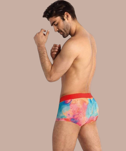 Anais Men – Falcon Boxer S Pleasurements Anais Men Falcon boxer met kleurrijke abstracte print en opvallende rode tailleband voor heren