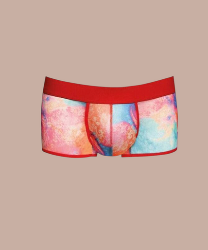 Anais Men – Falcon Boxer S Pleasurements Anais Men Falcon boxer met kleurrijke abstracte print en opvallende rode tailleband voor heren