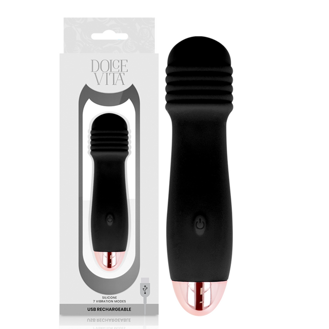 Pleasurements – Dolce Vita – Wiederaufladbarer Vibrator Drei Schwarz 7 Geschwindigkeiten