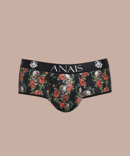 Anais Men – Power Jock Bikini | Premium Men’s Underwear Pleasurements Anais Men Power Jock Bikini met bloemenprint en zwarte tailleband gedragen door een gespierd model